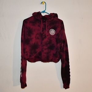 Vans burgundy and black tie dye cropped hoodie